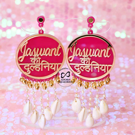 Personalized Dulhaniya Earrings With Name - Shells