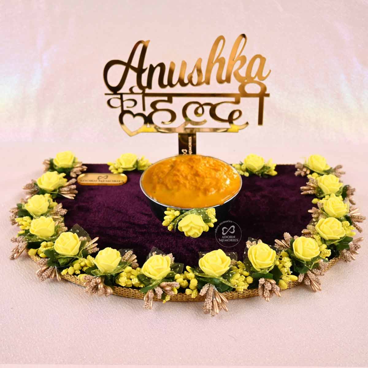 Personalized Wedding Haldi Platter with Bride or Groom Name
