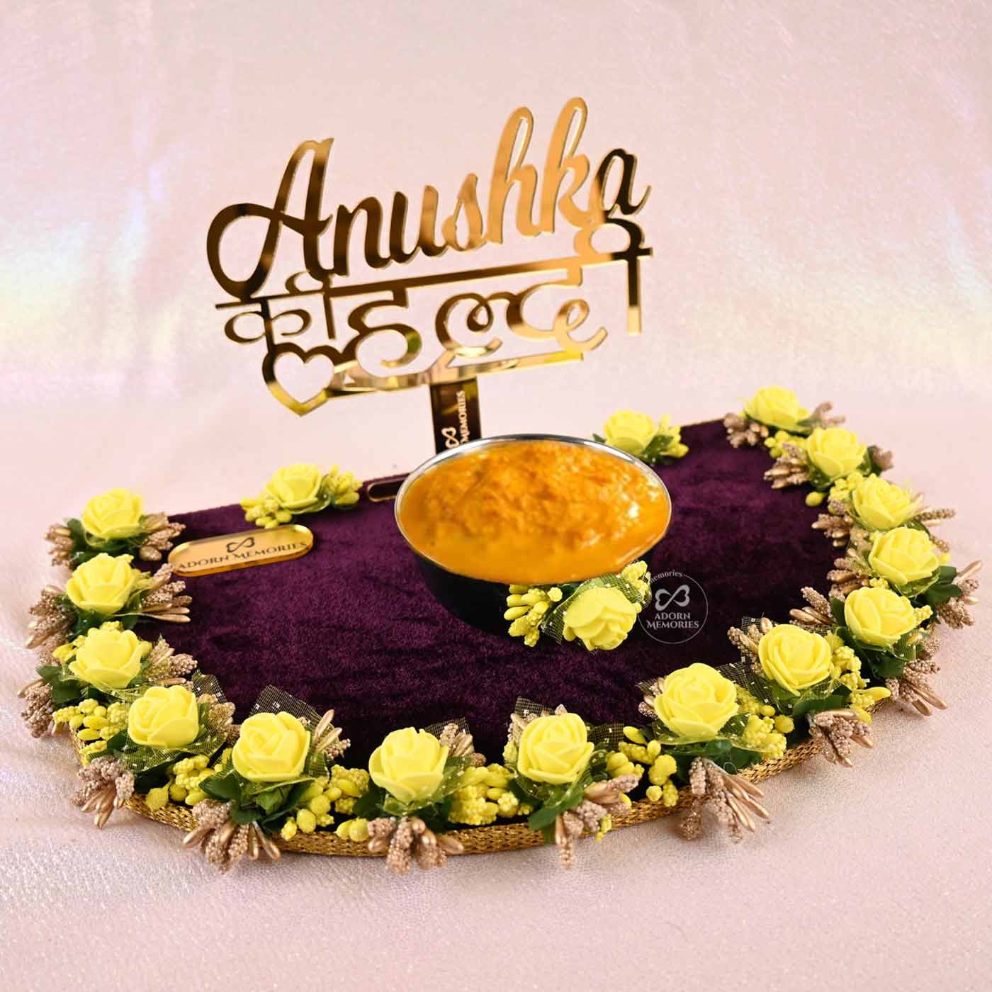 Personalized Wedding Haldi Platter with Bride or Groom Name