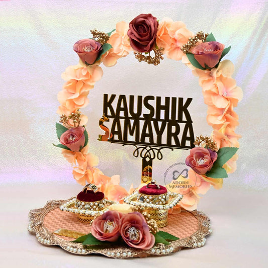 Engagement Ring Platter / Tray with Names - Peach Color