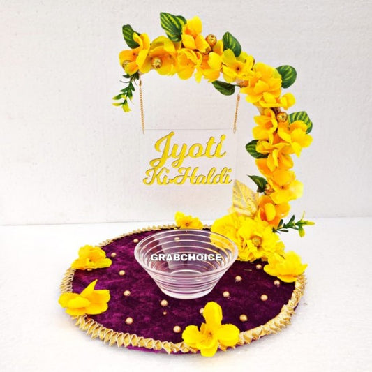 Personalized Haldi Platter with Bride and Groom Name