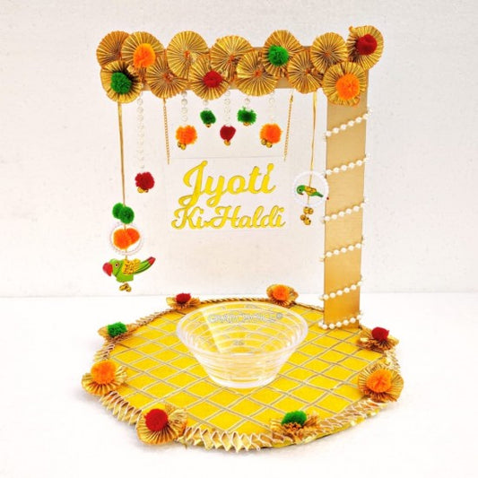 Personalized Haldi Platter with Bride and Groom Name