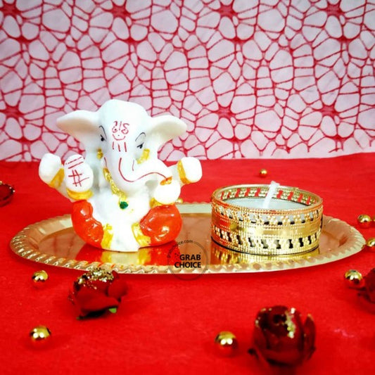 Ganesha Idol With Tea Light Candle Holder