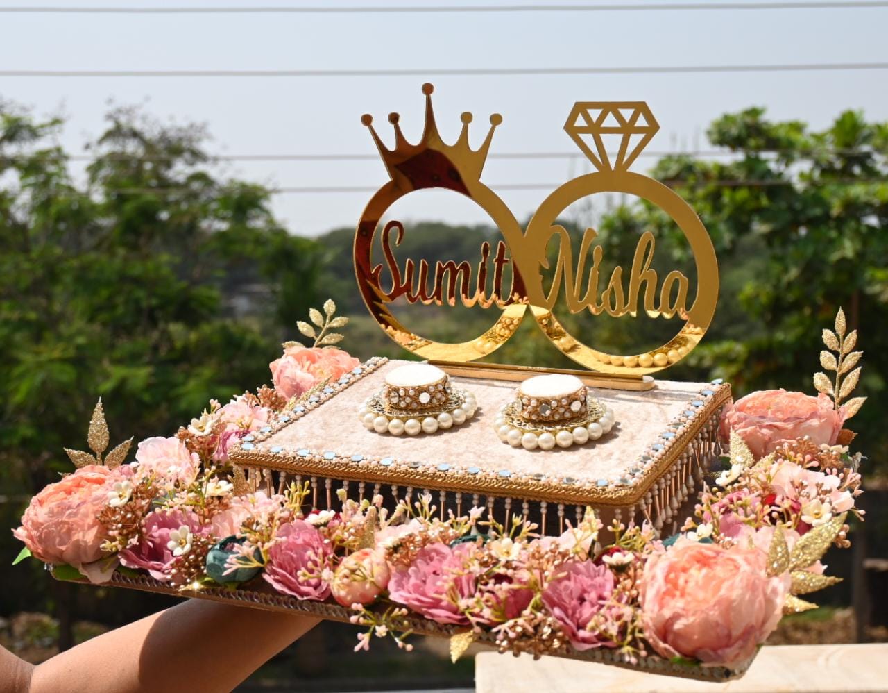 Personalized Engagement Ring Platter with Names