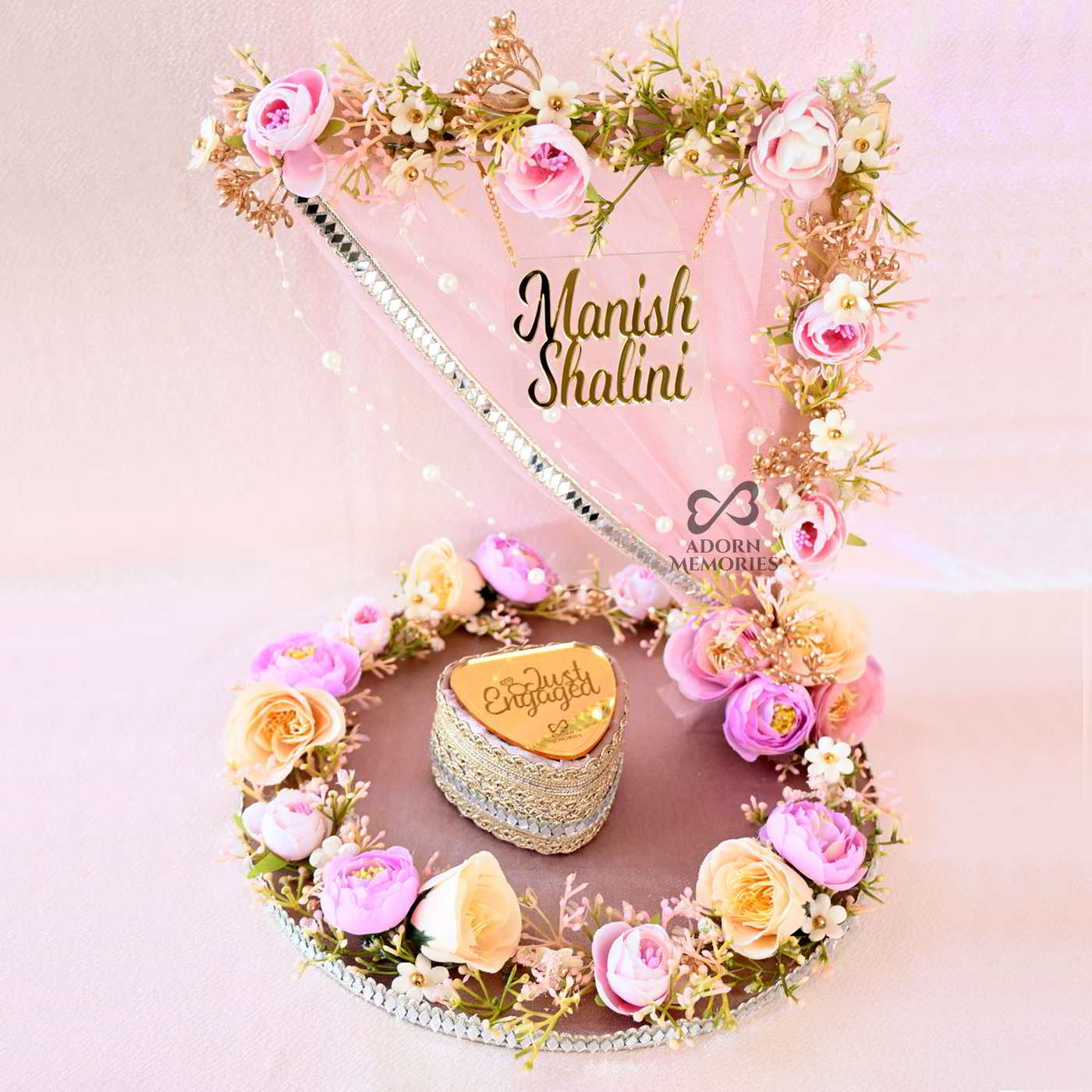Engagement Ring Ceremony Tray With LED Light Ring Box Online in India
