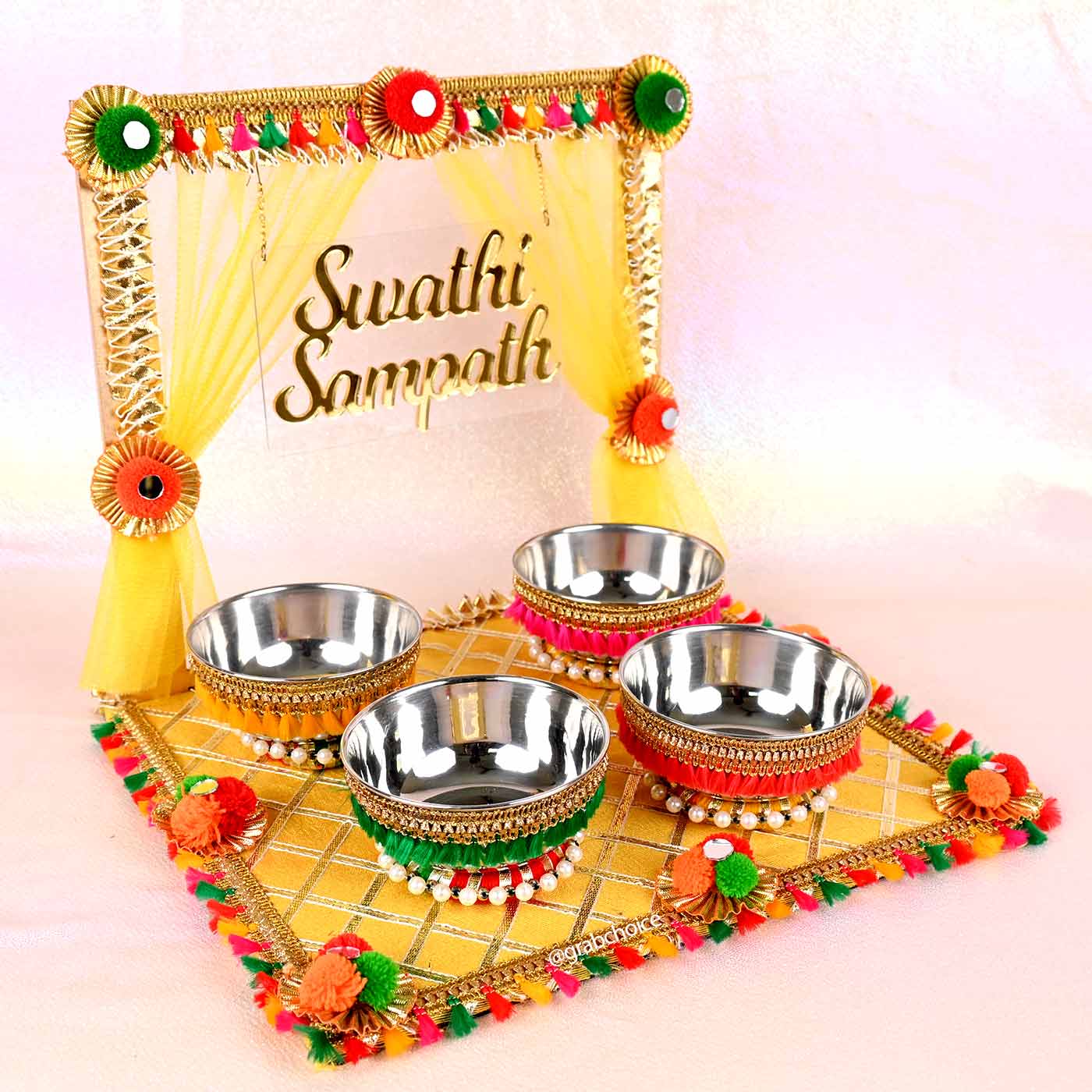 Personalized Wedding Haldi Platter with Bride Or Groom With Names