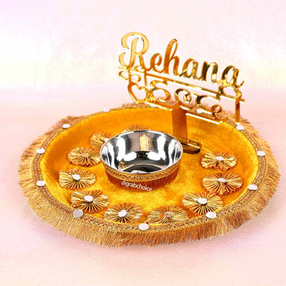 Personalized Haldi Platter with Bride/Groom With Name