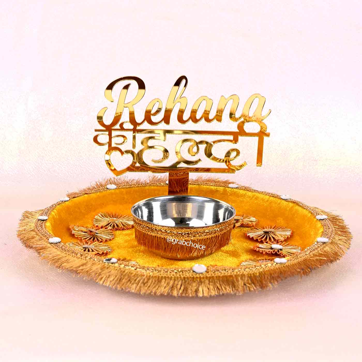 Personalized Haldi Platter with Bride/Groom With Name