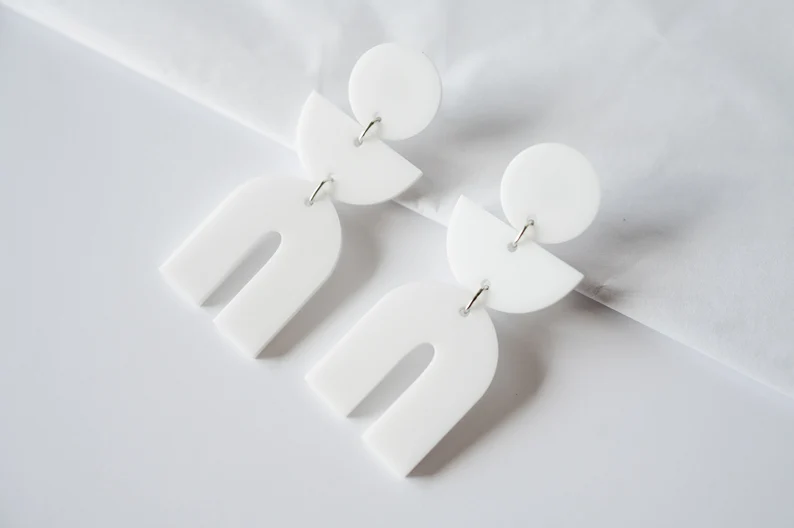 Acrylic Earring For Women-WHITE