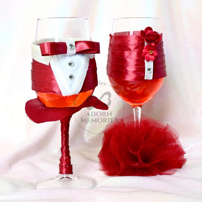 Wedding Glasses - Bride And Groom Couple champagne Glass
