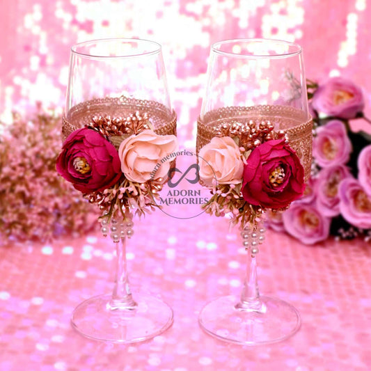 Traditional Wedding Couple Glasses - Bride And Groom Couple Champagne Glass