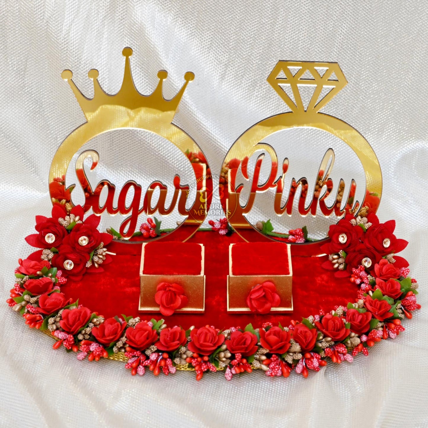 Personalized Engagement Ring Platter (Red)