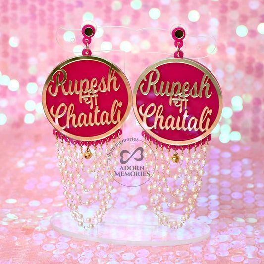 Personalized Dulhaniya Acrylic Earrings With Name