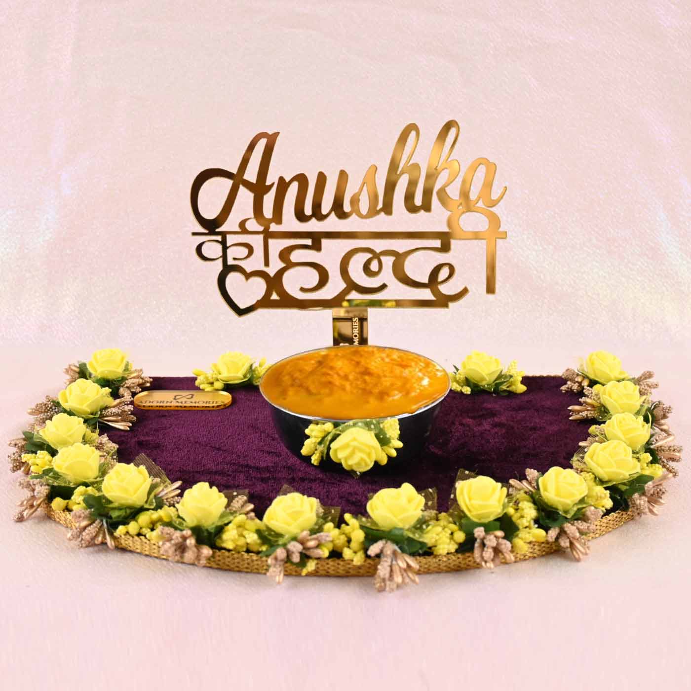 Personalized Wedding Haldi Platter with Bride or Groom Name