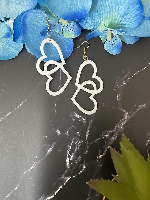 White Acrylic Earrings For Women