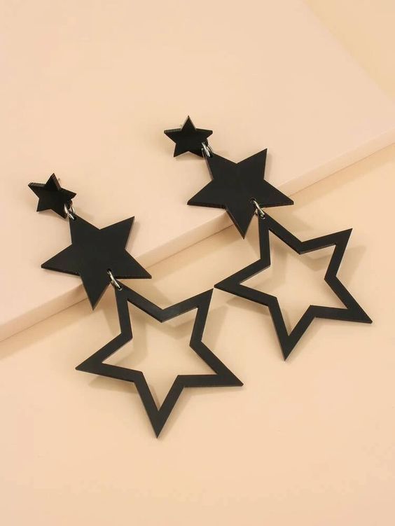 Black Acrylic Earrings For Women Star Shape