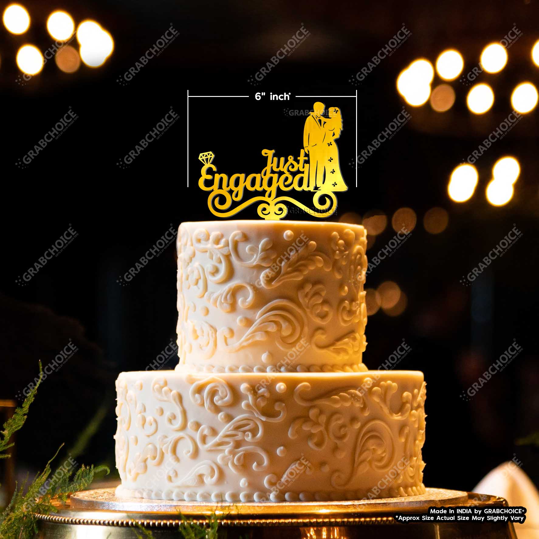 Buy Just Engaged Cake Topper Online In India | GRABCHOICE